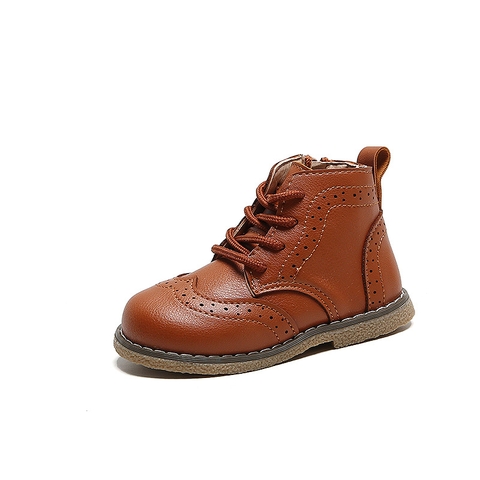 Giày boot Martin đế mềm khóa kéo một bên phong cách Hàn Quốc cho bé gái