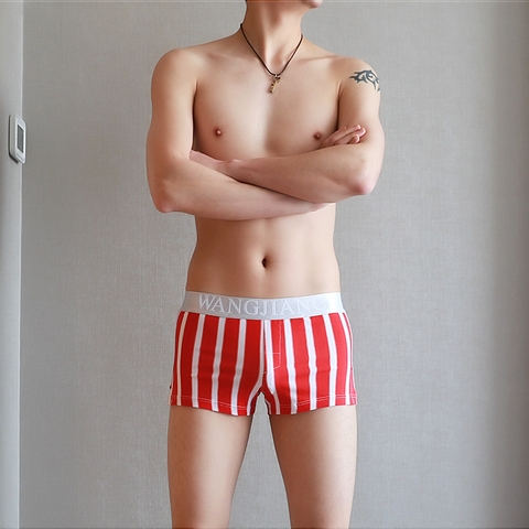 Quần lót boxer nam WANGJIANG kẻ sọc co giãn mềm mại