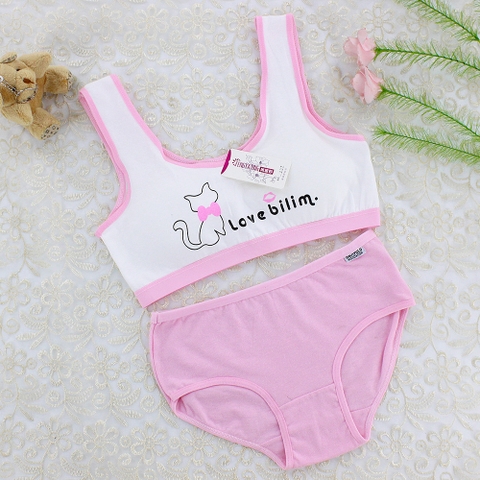 Bộ đồ lót hai dây kiểu dáng thể thao vải cotton không gọng thép thoải mái, thoáng khí dành cho bé gái