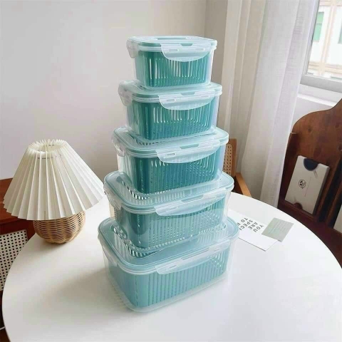Bộ 5 hộp kèm rổ tủ lạnh loại 1 hàng cao cấp
