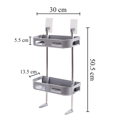 Kệ để đồ dán tường nhựa 2 tầng đặt trên bồn cầu