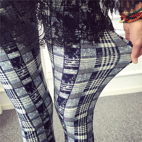 Quần legging vải thun size lớn kẻ sọc cá tính thời trang dành cho nữ