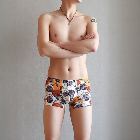 Quần lót boxer nam lụa lạnh in họa tiết thoáng khí