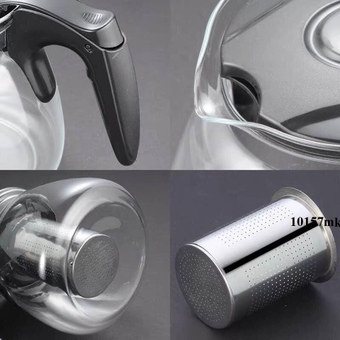 Bộ ấm pha trà thủy tinh lưới lọc inox
