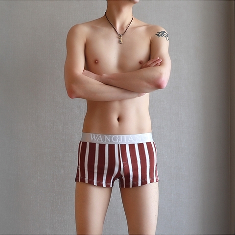 Quần lót boxer nam WANGJIANG kẻ sọc co giãn mềm mại
