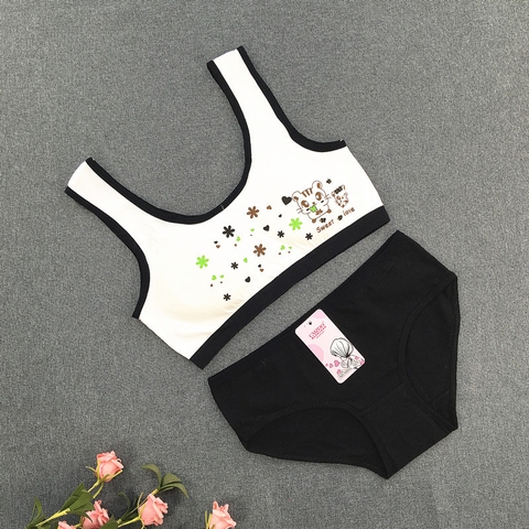 Bộ đồ lót bằng vải cotton không có gọng thép in họa tiết hổ dễ thương dành cho bé gái