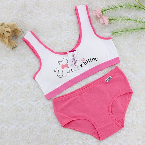 Bộ đồ lót hai dây kiểu dáng thể thao vải cotton không gọng thép thoải mái, thoáng khí dành cho bé gái
