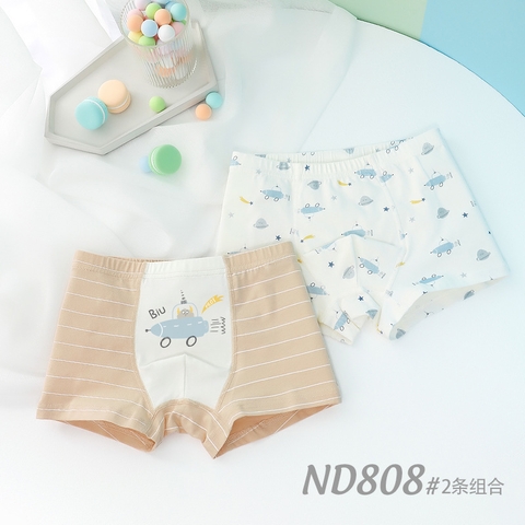 Combo 2 quần lót cotton kháng khuẩn in hoạt hình cho bé trai