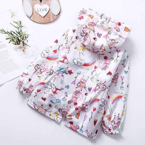 Áo khoác có mũ trùm đầu in hình dễ thương thời trang dành cho bé gái