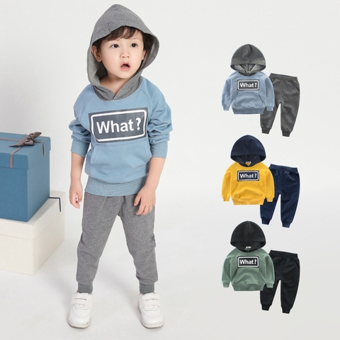 Bộ đồ thể thao cotton kiểu dáng áo hoodie phối quần dài cho bé trai