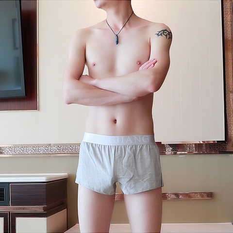 Quần lót boxer nam sọc caro WANGJIANG cotton thoáng khí thoải mái