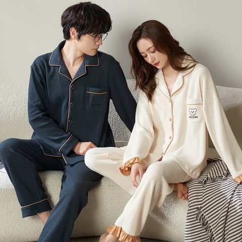 Bộ đồ ngủ nam cổ vest chất cotton mát hợp thời trang