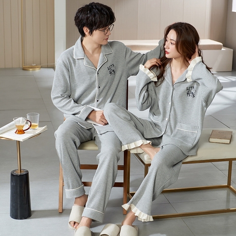 Bộ đồ ngủ nam cổ vest chất cotton mát hợp thời trang