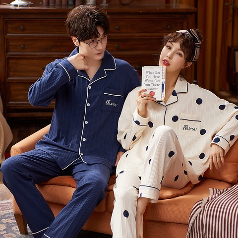 Bộ đồ ngủ nam cổ vest chất cotton mát hợp thời trang