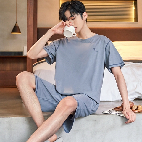 Đồ bộ nam cổ tròn ngắn tay phối họa tiết đẹp mắt