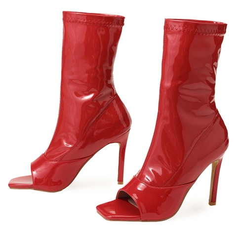 Giày boots miệng cá cổ trung phong cách Âu Mỹ