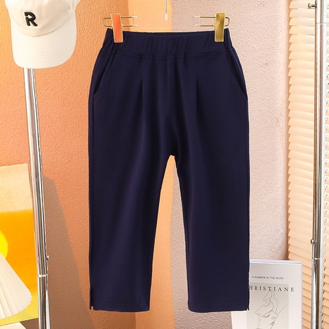 Quần lửng vải cotton co giãn kiểu dáng thể thao vận động dành cho bé gái