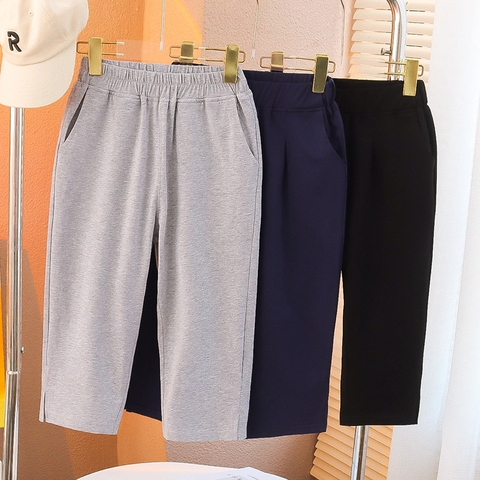 Quần lửng vải cotton co giãn kiểu dáng thể thao vận động dành cho bé gái