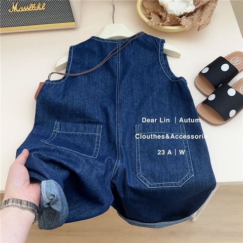 Bộ áo liền quần vải jean dáng rộng phong cách Hàn Quốc dành cho bé gái