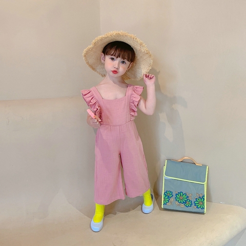 Áo liền quần tay phối ren hở lưng thời trang dành cho bé gái