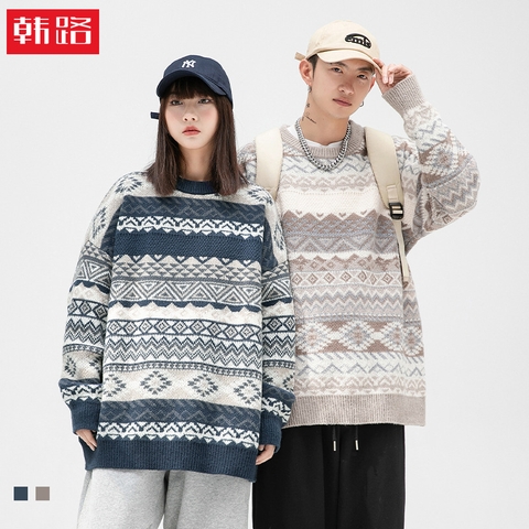 Áo len dệt kim unisex họa tiết Fair Isle hot trend