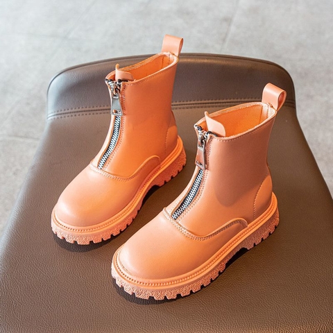 Giày boot Martin UNMUN lưới thoáng khí khóa kéo tiện lợi cho bé gái