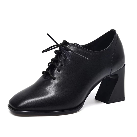 Giày boots cổ ngắn buộc dây miệng sâu mới