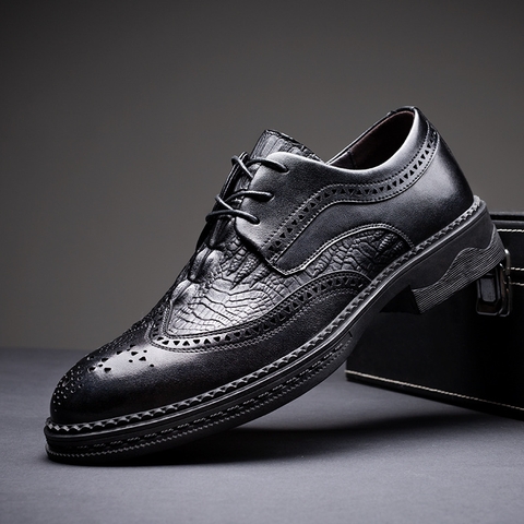 Giày nam kiểu dáng giày Brogue với hai lớp da bò cao cấp