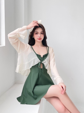 Bộ đồ bơi hai mảnh phối ren mỏng gợi cảm hợp thời trang quyến rũ