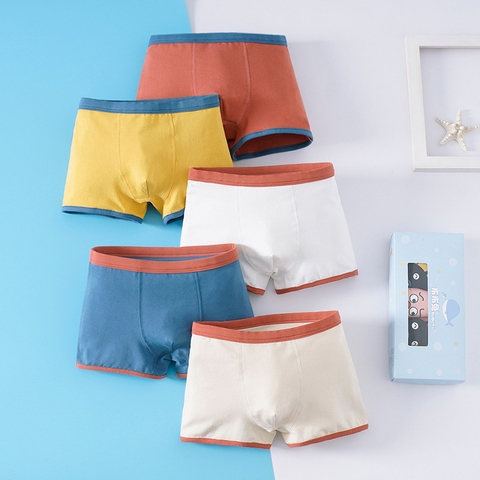 Combo 5 quần lót boxer cotton nguyên chất in hình cho bé trai