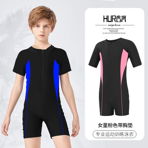 Bộ đồ bơi HURUN liền mảnh chống nắng đơn giản nhanh khô cho bé trai và bé gái