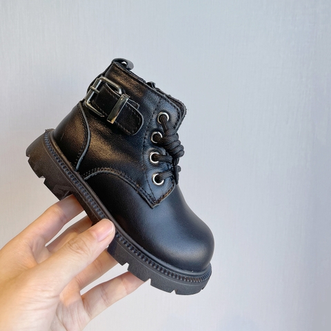 Giày boot Martin cổ thấp đế mềm chất da bò mềm mại cho bé gái