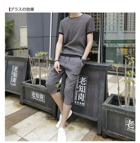 Bộ đồ nam trơn đơn giản chất đũi xốp mát hợp thời trang