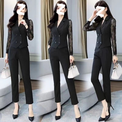 Bộ đồ vest hai mảnh ôm dáng thời trang cao cấp dành cho nữ