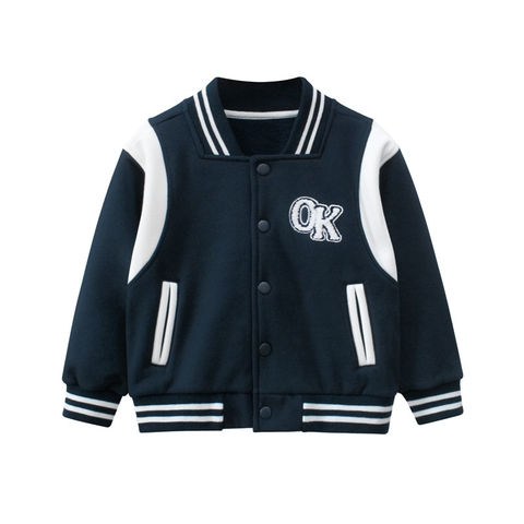 Áo khoác bomber nỉ dày dặn kiểu dáng thể thao dành cho bé trai