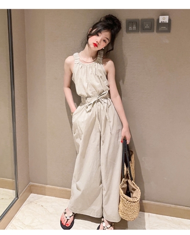 Bộ áo hai dây và quần ống rộng thời trang dành cho bé gái