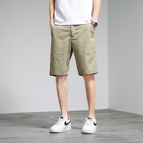 Quần short kaki nam phối hoa văn nhỏ phong cách thời thượng