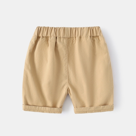 Quần short kaki in chữ phối túi hộp cho bé trai