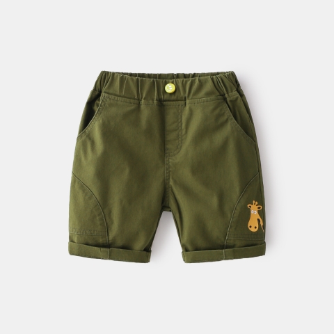 Quần short kaki cotton thoáng khí in hình hươu cao cổ cho bé trai