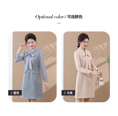 Đầm một mảnh tay dài thời trang mới phong cách nhẹ nhàng kiểu dáng phương Tây