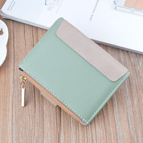 Ví nữ nhỏ gọn phối dây khóa thời trang, màu sắc tương phản