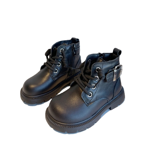 Giày boot Martin cổ thấp đế mềm chất da bò mềm mại cho bé gái