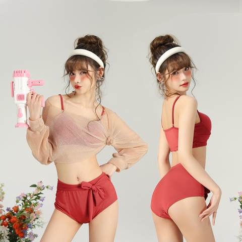 Bộ đồ bơi ba mảnh thời trang Hàn Quốc quyến rũ dành cho nữ