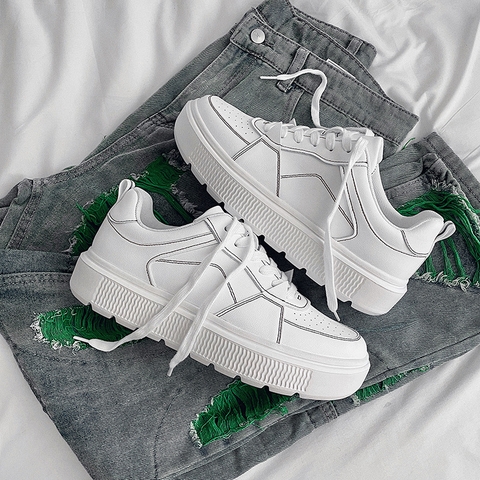 Giày sneaker nam kiểu ulzzang phối họa tiết đơn giản