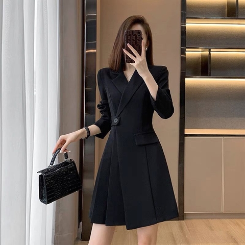 Đầm dự tiệc thiết kế cổ vest dáng xoè - Váy vest xếp ly SS040 | Shopee Việt  Nam