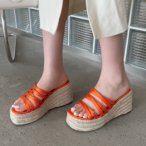 Giày sandal đế xuồng nữ phong cách La Mã thời trang đi biển mùa hè