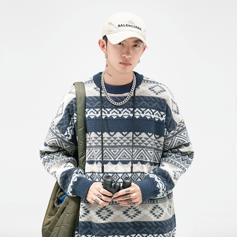 Áo len dệt kim unisex họa tiết Fair Isle hot trend