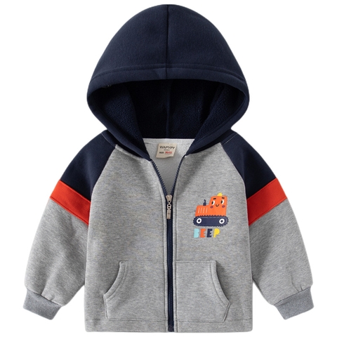 Áo khoác lông cừu khóa kéo kiểu dáng hoodie in hình dành cho bé trai