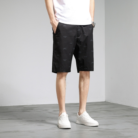 Quần short kaki nam phối hoa văn nhỏ phong cách thời thượng