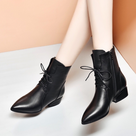 Giày boots Martin cổ ngắn mẫu mới công sở phiên bản Hàn Quốc